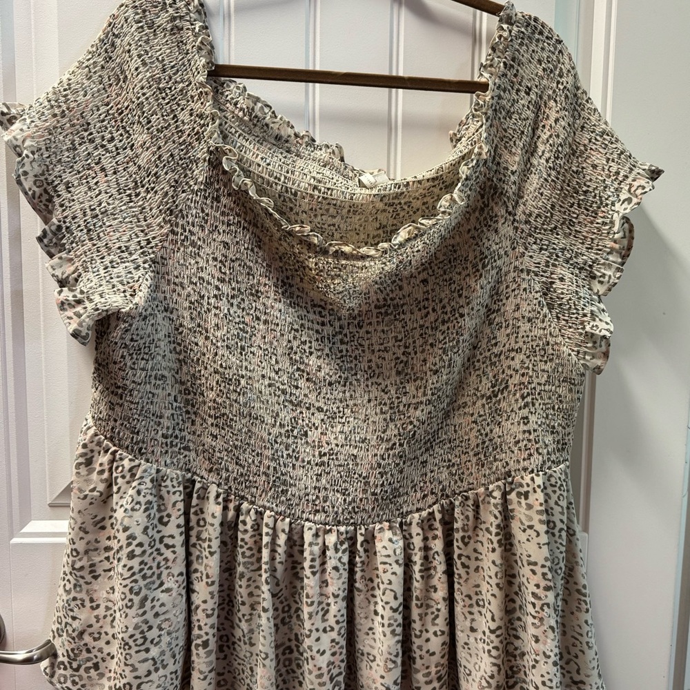 Cato Leopard Print Blouse - Black and Cream